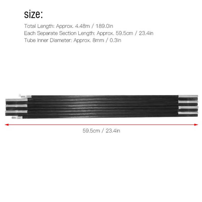 4.48M Fiberglass Camping Tent Pole Bars Outdoor Support Rods Awning
