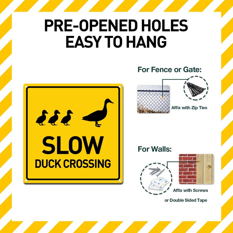 BTHUKO Slow: Duck Crossing Silhouette 12" X 12", Funny Novelty
