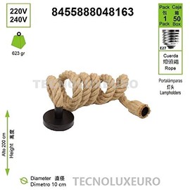 Vintage Rope Lamp, E27 200 cm Rustic Retro Style Dining Room Restaurant Cafe Lighting Use