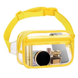 VOROLO Clear Yellow Waterproof Waist Pack Adjustable Belt Bag for Sports and Travel