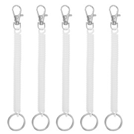 [PATIKIL] Book Stretchable Key Chain Key Chain Drop Proof Anti-lost Coil Strap Telescopic Spiral Cord, white