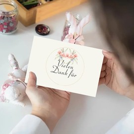 18 Dankes-Kartenset mit 18 Grußkarten, 18 Umschläge und 18 Aufklebern, Die Party Karten sind für Hochzeit, Standesamt, Geburtstag, Baby, Kommunion, Jugendweihe, Taufe, Karte Danke, Klappkarte