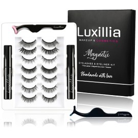 Luxillia Luxillia Magnetic Eyelashes with Eyeliner 10-Piece Set, Most Natural Looking Magnetic Lashes Kit with Applicator, Best 8D, 3D Look, Reusable Fake Eye Lash, No Glue, Strongest Waterproof Liquid Liner