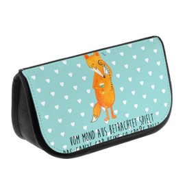 Mr. & Mrs. Panda Fox Lord Cosmetic Bag, turquoise, Hand Drawn