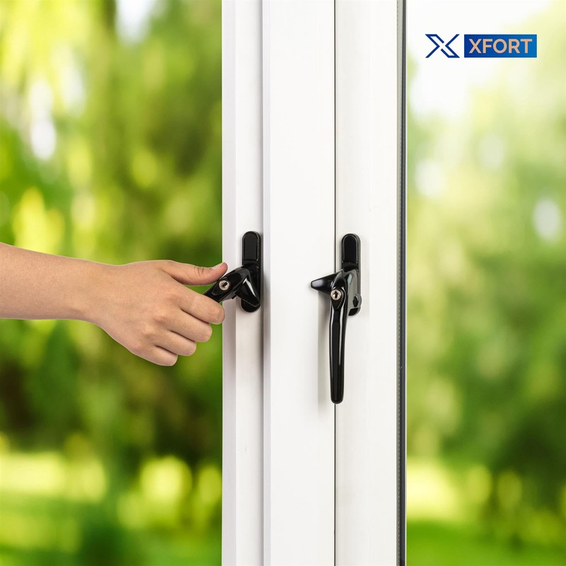 XFORT Locking Cockspur Window Handle Installation Kit in Black, Right