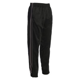 Gioberti Mens Athletic Track Pants with Ribbed Zipper Cuffs, Black/Charcoal, Medium