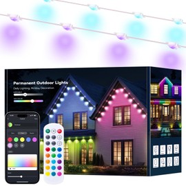 lemonlovely RGB Permanent Outdoor Lights, 150FT with 75 LED IP67 Waterproof LED Lights for Daily Decorations, Work with Remote, APP