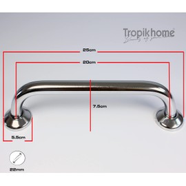 Tropik home 8" Disabled Grab Bar/Rail, Mobility Aid Handle Support with Concealed Fixings 20cm (Chrome)