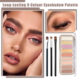 9 Colors Matte Eyeshadow Palette,Brown Nude Eye Shadows Palette,Neutral High Pigmented Makeup Palette with Makeup Brushes,Long Lasting Waterproof Eyeshadow Palette for Eye Makeup(C)