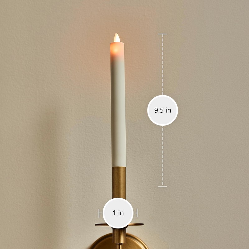 Luminara Pearl Ivory Flameless Candle Tall E12 Taper Bulb Flat