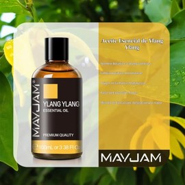 Aceite esencial de Ylang Ylang, MAYJAM 3.38FL.OZ, aceites esenciales de alta calidad para difusores para el hogar, aceite aromático de ylang ylang yla