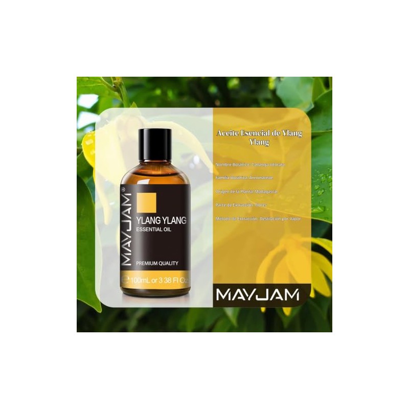 Aceite esencial de Ylang Ylang, MAYJAM 3.38FL.OZ, aceites esenciales de