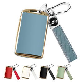 QBUC for Mazda Key Fob Cover Case with Leather Keychain for 2019-2023 Mazda 3, Mazda 6, Mazda 3 Hatchback, 2020-2023 Mazda CX-5, CX-9, CX-30 (2/3/4 Buttons) (Blue)