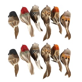 Fonzci 12 Pack Artificial Birds, Foam Feather Bird, Sparrow for Craft, Christmas Tree Ornaments