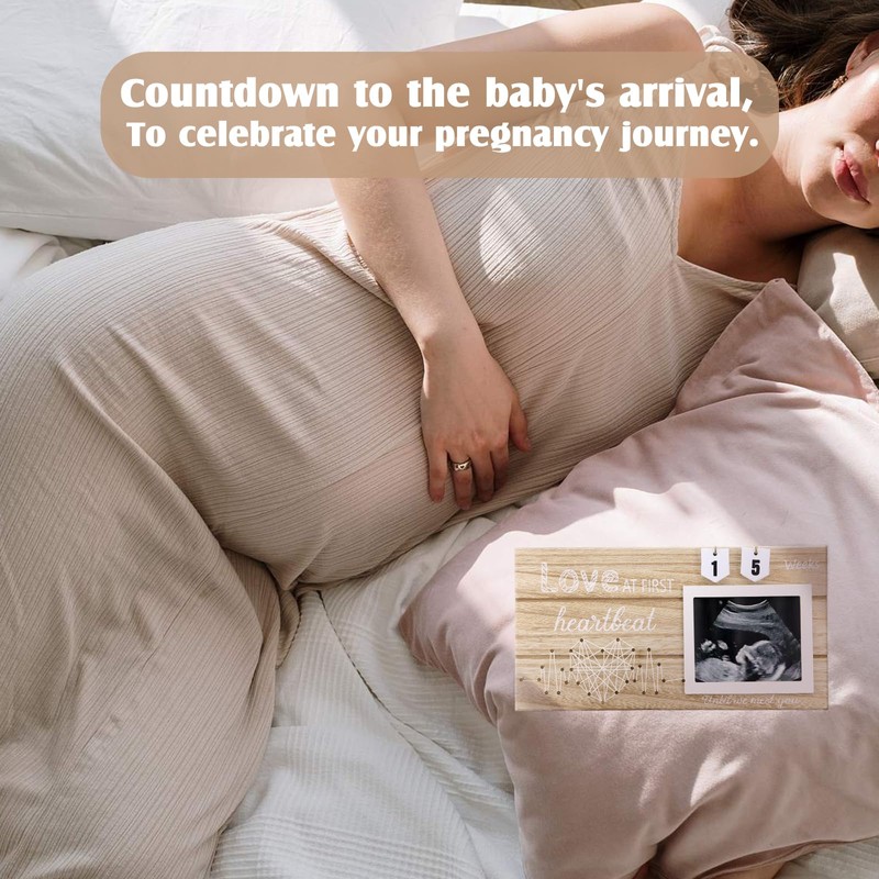 Baby Scan Photo Frames with 44 Week Countdown Calendar, Wooden