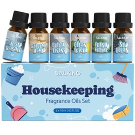 SALKING Housekeeping Essential Oils Fresh Laundry & Clean Home Scented Oils Set for Diffusers, Soap & Cleaning Products - Just Washed, Welcome Home, Bright Linens, Clean Breeze, So Clean, Sparkling Cotton