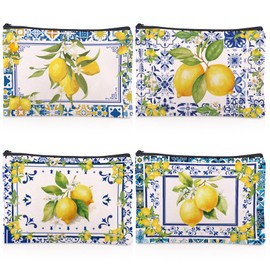 Amalfi Coast Souvenir Makeup Bags - Italy Travel Gifts Lemon Themed Party Gifts Accessories Amalfi Coast Boho Cosmetic Bags for Women Bachelorette Besties Bridesmaid