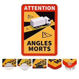 Angles Morts sign for France, sticker or magnetic, with truck or bus motif, 250 x 170 mm, blind spot warning