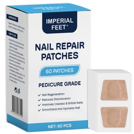 Imperial Feet Nail Repair Patches (PEDICURE GRADE)-Nail Regeneration, Reduces Discoloration, Improves Cracked, Brittle Nails, Thickness, Roughness, & Ridges - Smoothens and Hydrates Nail - 60 Patches