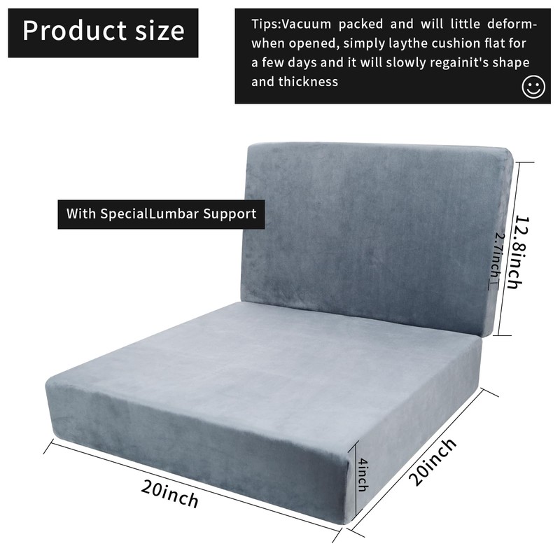 Lxztayuk 20x20x4 Inch Recliner Cushions for Elderly, Gray Extra Large