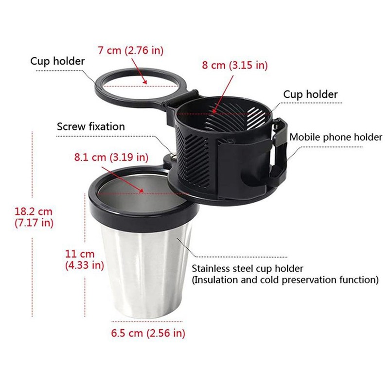 TOTMOX 3 in 1 Multifunction Car Cup Holder with Extension