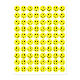 Hygloss Products Happy Smiley Face Yellow Dot Stickers - 240 Labels - 1/2 Inch, 3 Sheets