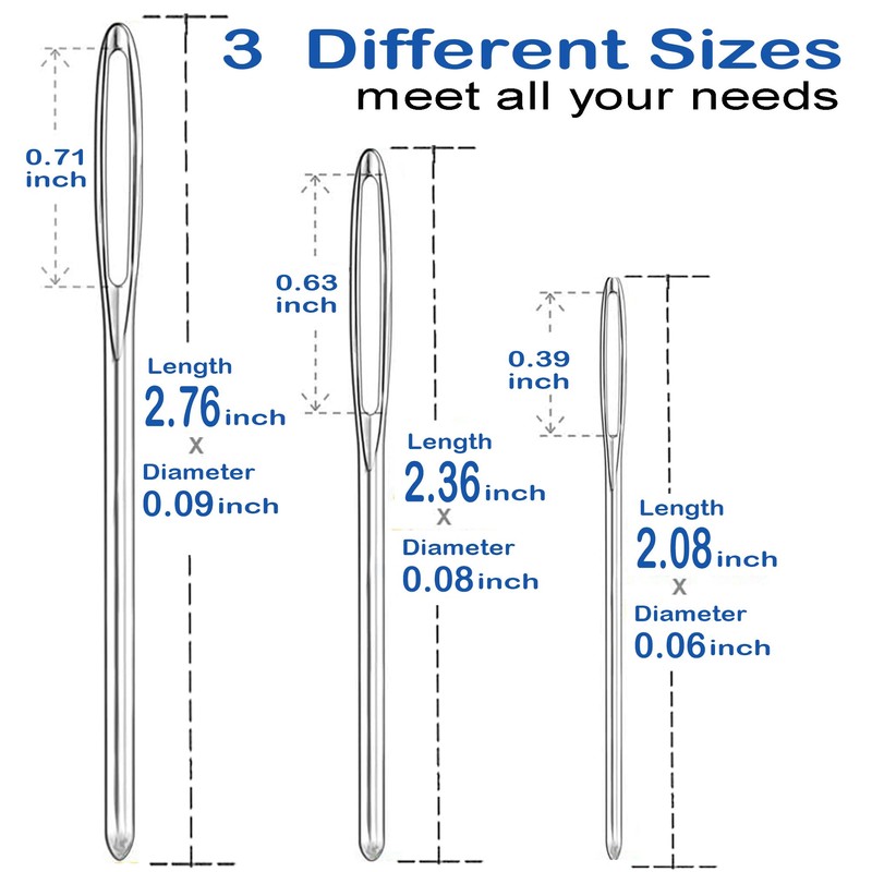 ORRDICE Large-Eye Blunt Needles, Stainless Steel Yarn Knitting Needles, Sewing