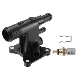HEROFFIX Engine Coolant Water Outlet Connect Adapter w/Temp Sensor Replacement for Ford Escape 2013-2018, NO. CJ5E8K556BB/LR038758/LR025564 Metal Black 1Pc