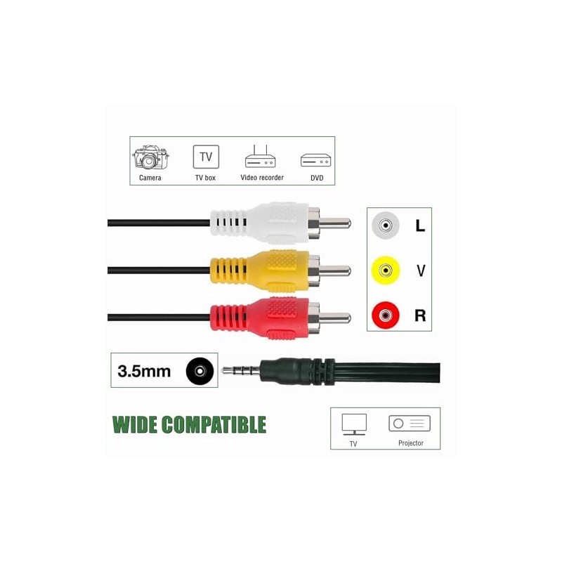 FITE ON 5ft 3.5mm AV to 3 RCA Audio Video