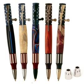 Penn State Industries PKCP80CSS Ceramic Bolt Action Flag Ballpoint Pen Kit Starter Package Woodturning Project