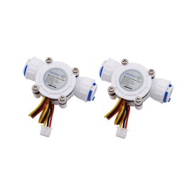 GREDIA 3/8" Quick Connect Water Flow Sensor Food-Grade Switch Hall Effect Flowmeter Fluid Meter Counter 0.3-10L/min (Pack of 2）