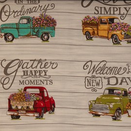 K KILOtela Patchwork Fabric by the Metre, 100% Cotton, Made in Japan, 110 cm Width, Length Choice of 50 in 50 cm, Vans, Flowers, Brown