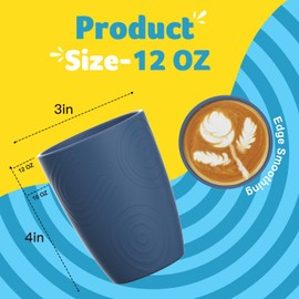 Wheat Straw Cups 8 PCS Plastic Cups Reusable a Good Alternative Drinking Glasses Plastic Glasses Cups Unbreakable Drinking Cup Reusable Dishwasher Safe Microwave Safe Cups with Blue Color (12 OZ)