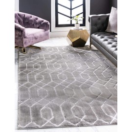 Unique Loom Marilyn Monroe Glam Collection Area Rug - Trellis (4' x 6' Rectangle, Gray Silver/ Silver)