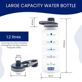 Polar Gear 1.2L Motivational Water Bottle With Straw -SK BPA Free Water Bottle With Time Markings – Running Water Bottle, Sports Water Bottle - Reusable Water Bottle for Work, School, Cycling (Indigo)