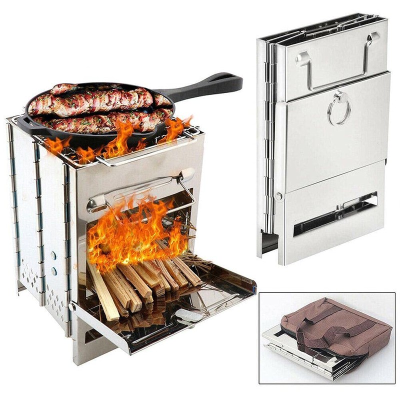 Camping Wood Burning Stove,Stainless Steel Compact Portable Foldable Camping with