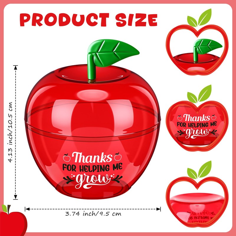 Mimorou 48 Pack Back to School Gifts Plastic Apple Containers,Classic,Red