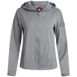 CANADA WEATHER GEAR Women's Tech Stretch Jacket - Hooded Softshell Jacket with Reflective Tape and Mesh Lining (Sizes: S-XXL), Size Large, Quarry