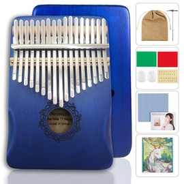 Ohromcoli Kalimba 17 Keys Kalimba Instrument with Learning Tools, Finger Percussion, Professional Thumb Piano Kalimba for Children, Adults, Adults and Music Lovers (Sapphire Blue)
