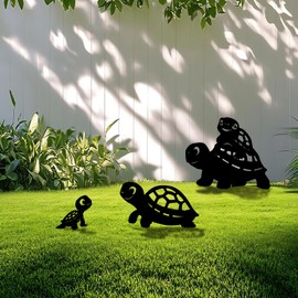 Yonisun 3 Pack Turtle Metal Garden Decorative Stakes, Weather Proof Silhouette Statues for Yard, Patio,Outdoor Decor for Turtle Lovers and Pet Owners