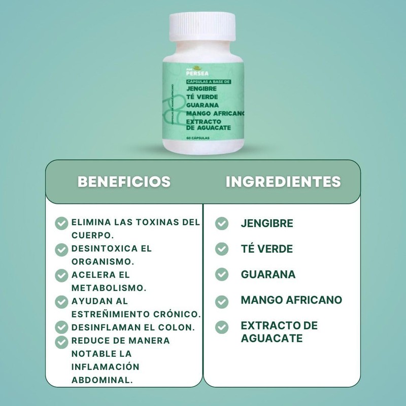 A&G PERSEA Cápsulas a base de té verde con jengibre,
