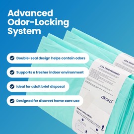 Janibell Akord 330 Adult Diaper Pail Refill Liners, 2 Count – Fits Akord Diaper Pail, Odor Locking, Easy Cut & Tie, Hands-Free Disposal, Continuous Liner – Each Liner Holds Up to 560 Adult Briefs