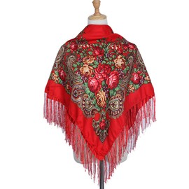 Gudessly Women's Traditional Scarf Wrap Tassel Shawl Fringes Neck Head Shawl Retro Scarf Floral Poncho Printing Shawl