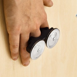 Meinl Percussion Finger Jingle Tambourine for Cajons, Bongos, Djembes, Congas and Hand Drums — NOT MADE IN CHINA — Aluminum, 2 YEAR WARRANTY, FJS1A-BK