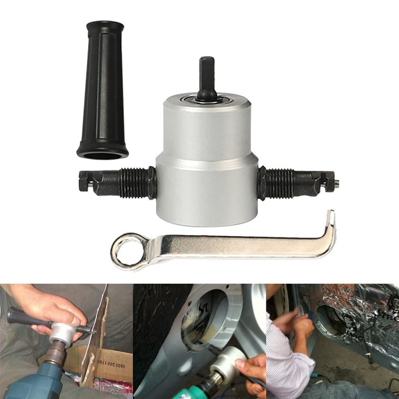 Double Head Metal Sheet Nibbler Electric Drill Attachment Metal Cutter