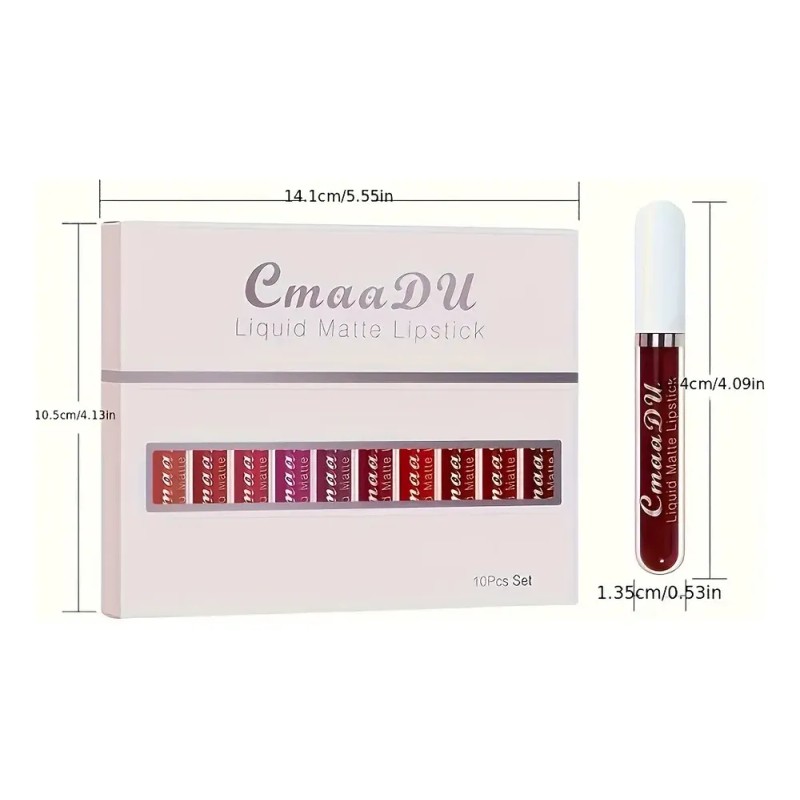 Set 10 Labiales Líquidos Mate Cmaadu Larga Duración 01