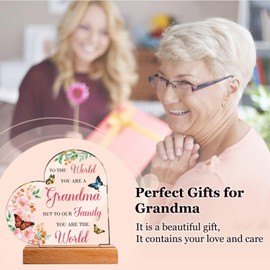Vetbuosa Grandma Gifts, Christmas Gifts for Grandma, Birthday Gift for Grandma, Heart Shaped Acrylic Home Decoration with Base, Grandma Gift from grandkids, Grandma Birthday Gifts