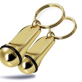 Kerafactum 2 key fobs, hotel keys, hotel guesthouse key pendant, gold look with rubber ring, key tag, can be written on, engravable, for car, motorcycle, partner, mini gift for him and her, Pendant