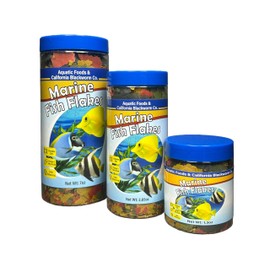 Aquatic Foods Inc. Premium Marine Fish Flakes with Algae, Seaweed and Nori for Clown Fish, Tangs, Butterflies, Angel Fish, 4-Type Wafer Mix & 12-Type Pellet Mix Included 7.0oz Canister