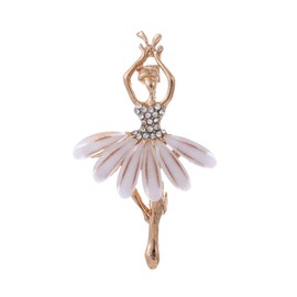 QLUYCKW Ballet Dancer Brooch Pin for Women Dainty Fashion Colourful Rhinestones Dancing Ballerina Brooches Birthday Party Dainty Dress Accessories Jewelry (White)
